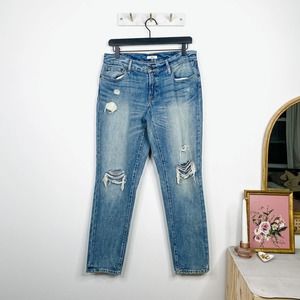 ABLE fashionable medium wash blue denim distressed jeans 26